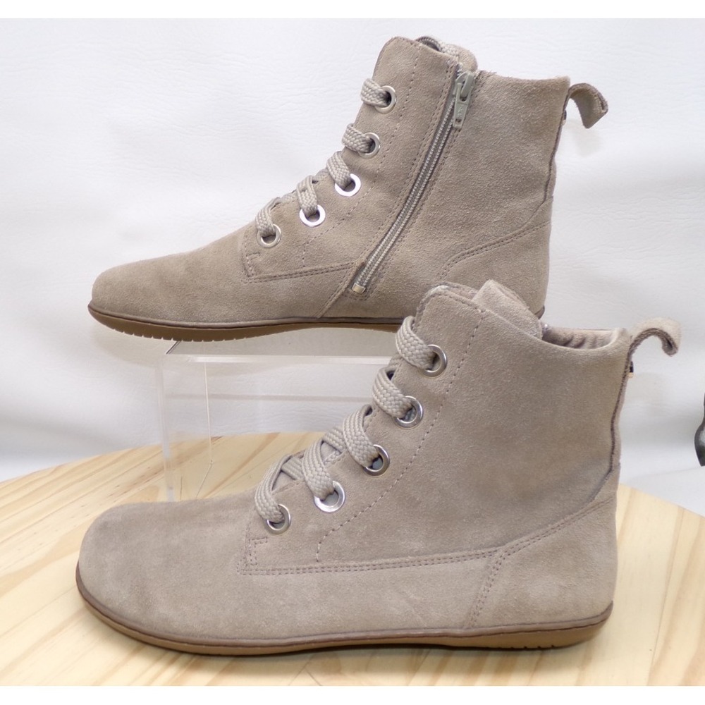 Groundies Salzburg Barefoot Boots, Women’s Taupe Suede Lace-Up Ankle Boots - Picture 2 of 10